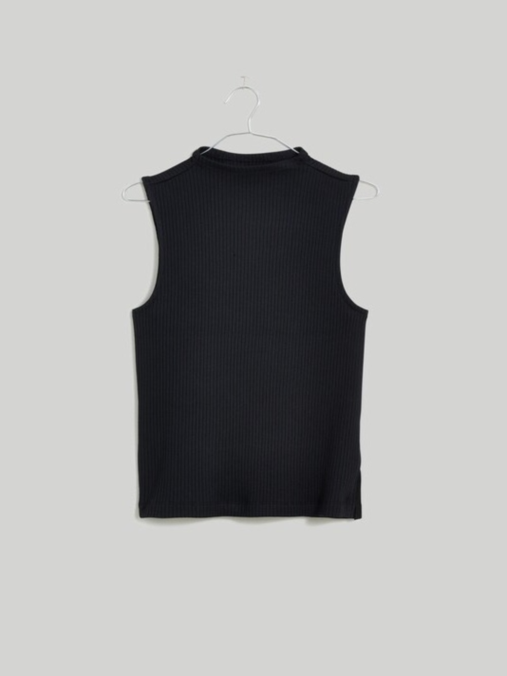 Madewell Side-Slit Mockneck Tank in True Black - Size Large